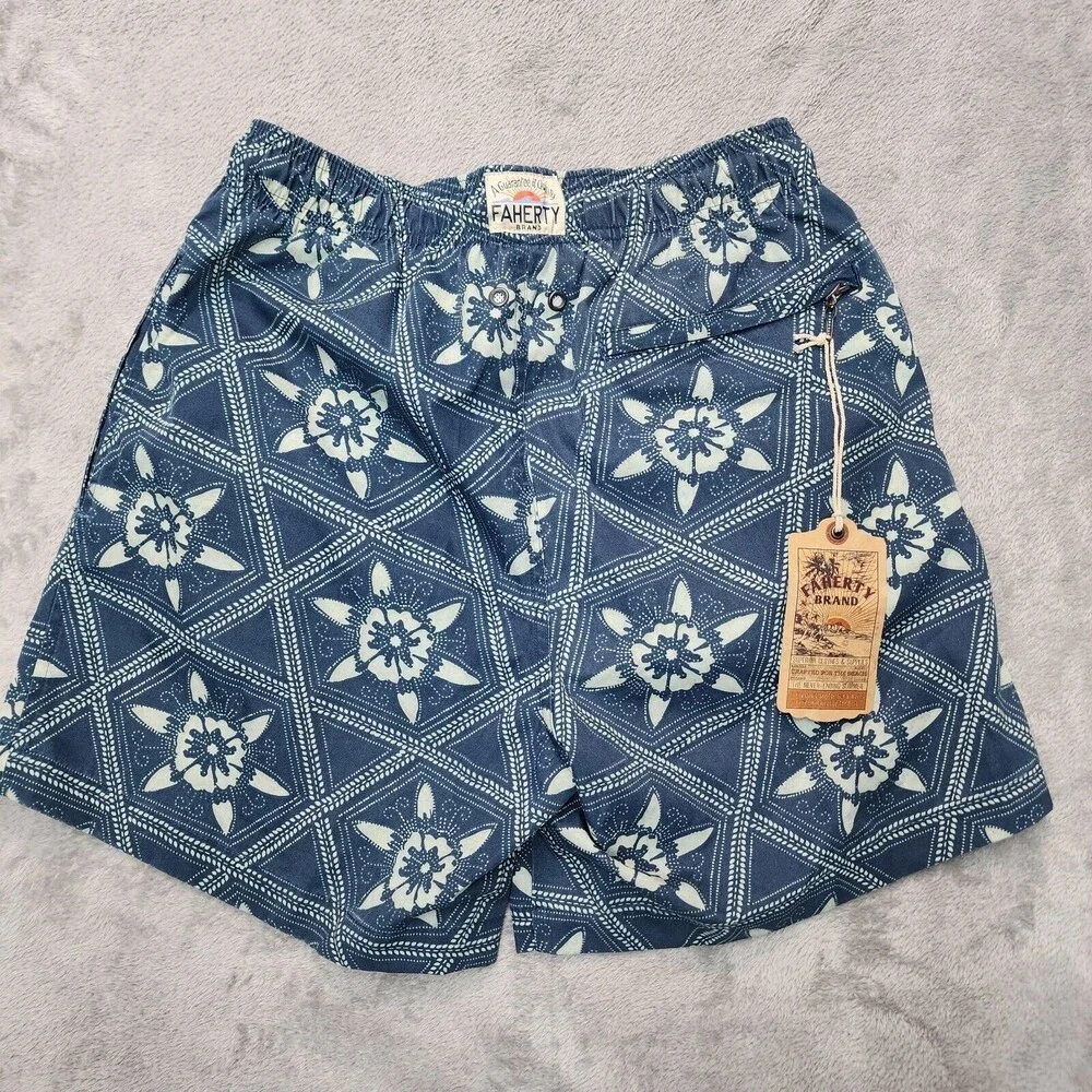 NWT Faherty Men's Blue Swim Beacon Trunks Size S